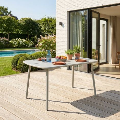 Table de jardin aluminium 4-6 places gris - Avelia