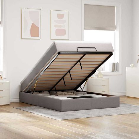 Ottoman-Bett mit Matratze Taupe 140x190 cm Stoff (1/5)