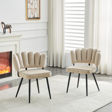 Silla de comedor tapizada con respaldo flor OKMYHOME (1/5)