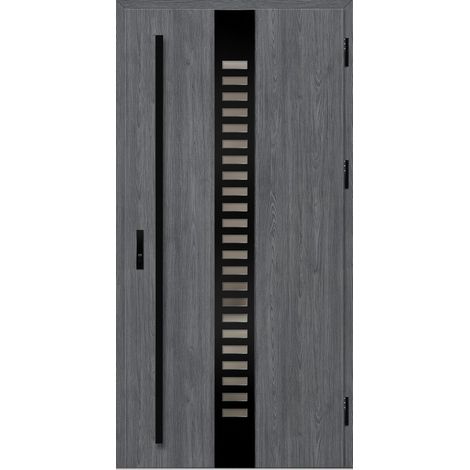 Porte d'entrée en acier avec cadre en aluminium SELTERS 2 90200 -100200 cm - Poussant: Droit - Dimensions: 90 cm