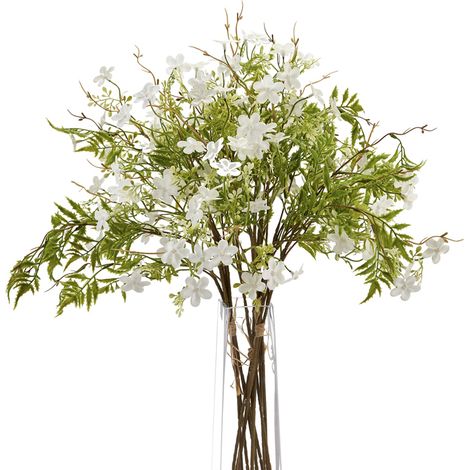 Artificial Italian Bellflower - Plastic - L30 x W30 x H63 cm - White/Green