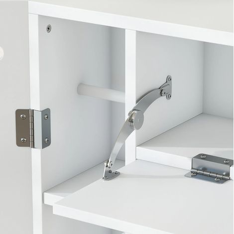 Meuble WC sur toilettes 88x18x98 cm en MDF blanc avec étagères réglables, gain de place – MEUBLIV (1/5)