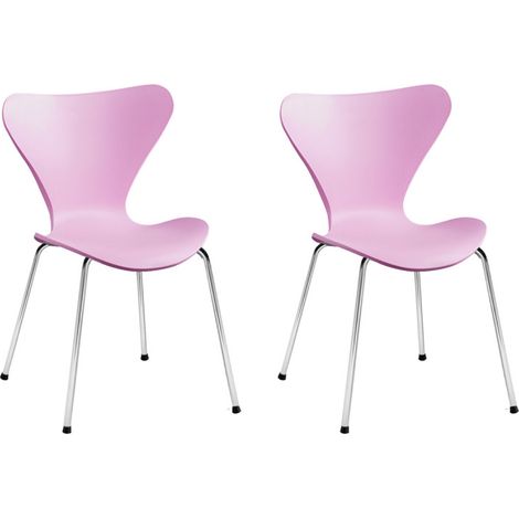 Lot 2 chaises roses empilables avec pieds métal chromé - Pop (1/2)