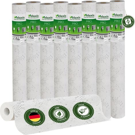 Veluxis® Papier peint intissé PRO 10,05 m x 0,53 m (texture spatule, lot de 8) – excellent rapport qualité-prix, idéal pour les grandes surfaces et les plafonds – Fabriqué en Allemagne