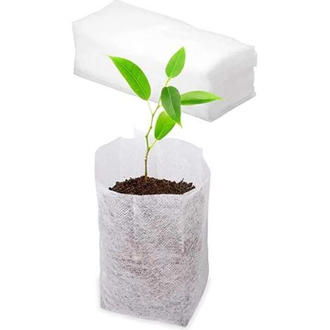 Sacs de pépinière de Plantes Non tissés 100 pièces, Sac Pot semis en Tissu Sac Culture Plantes pour l'approvisionnement jardin/18x16 cm (1/5)