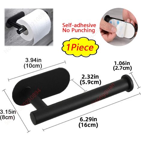 (1 support court noir) Porte-papier essuie-tout, porte-papier toilette, distributeur de mouchoirs adhésif, accessoires de rangement pour salle de bain (1/5)