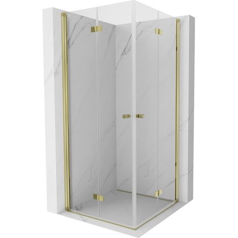 Mexen Mist-F Duo cabine de douche pliable 110 x 110 cm, transparent, or - 8A6-110L-110P-50-00 (1/5)