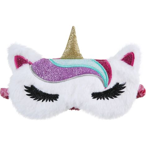 Masque de sommeil licorne dix neuf sur neuf centimètres en peluche doux avec motif amusant pour homme et femme