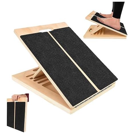Planche D'équilibre en Bois, Extenseur de Molle Réglable avec 5 Angles D'inclinaison, Planche Inclinée Professionnelle, Portable Balance Board, Plaque D'inclinaison Antidérapante Réglable (1/4)