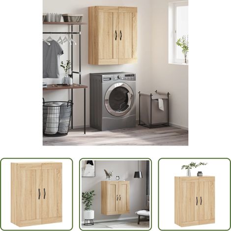 Holzschrank - Wandschrank Sonoma-Eiche 69,5x34x90 cm Holzwerkstoff (1/5)