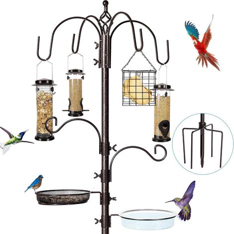 Soporte para comedero de pájaros con 6 ganchos: juego de comederos múltiples para pájaros silvestres en el jardín. (1/5)