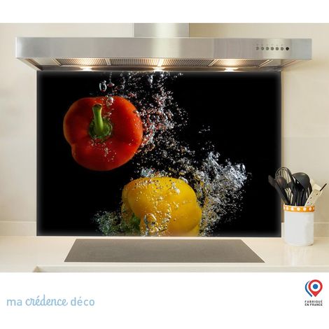 Fond de hotte : Bain de poivrons - Verre trempé - 45 cm - 90 cm