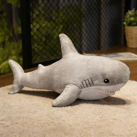 Peluche requin 45 cm, coussin doux en polyester pour chiens, lavable, cadeau idéal pour toutes les races (1/5)