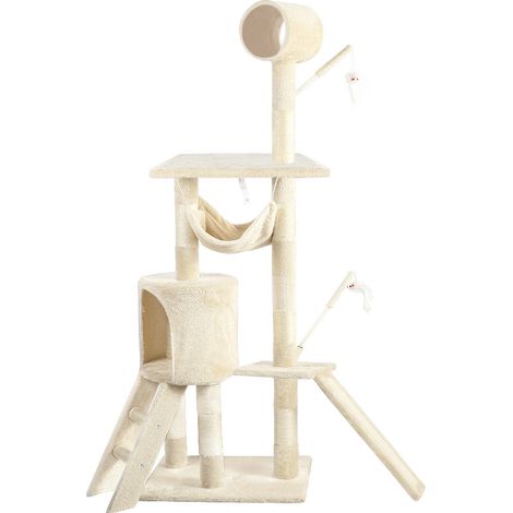 VOUNOT Cat Tree Tower, Cat Condo with Sisal Scratching Post, Beige XXL