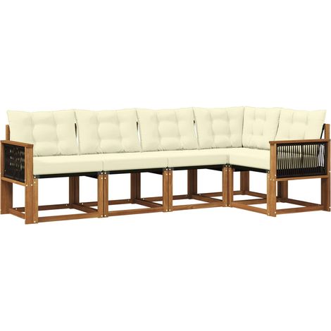 Outdoor Sofa Set with Cushion 5 pcs Natural and Cream vidaXL (1/5)