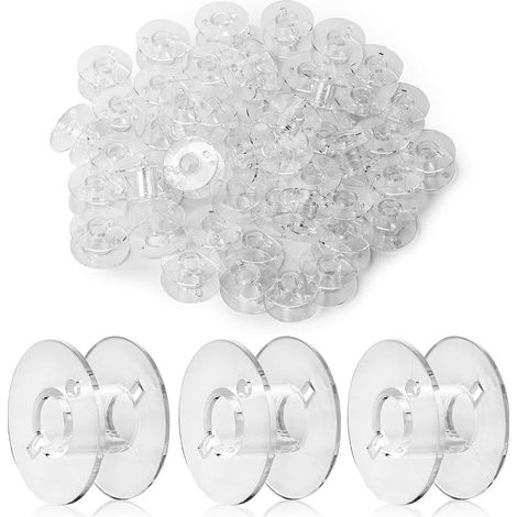 50Pcs Canette machine a coudre Bobines, pour Machine à Coudre Singer Bobines en Plastique, Transparent et Universel (1/5)
