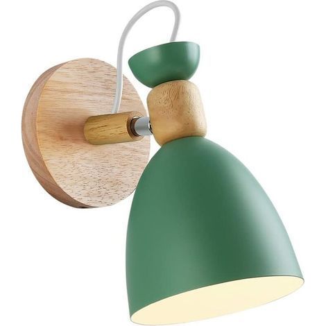 TAISHENGDA-Applique murale rétro en métal et bois E27 - Lampe murale créative simple - Pour salle à manger, salon, chambre à coucher, restaurant, couloir - Moderne - Vert