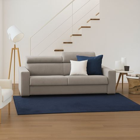 Dmora - Canapé fixe Dfrar, Canapé 3 places, 100% Made in Italy, Canapé Salon, en tissu matelassé, avec appuis-tête réglables et accoudoirs standard, Cm 220x95h85, Tourterelle (1/4)
