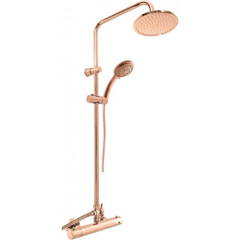 Colonne de douche murale thermostatique en laiton rose gold poli H. 109 cm (1/5)