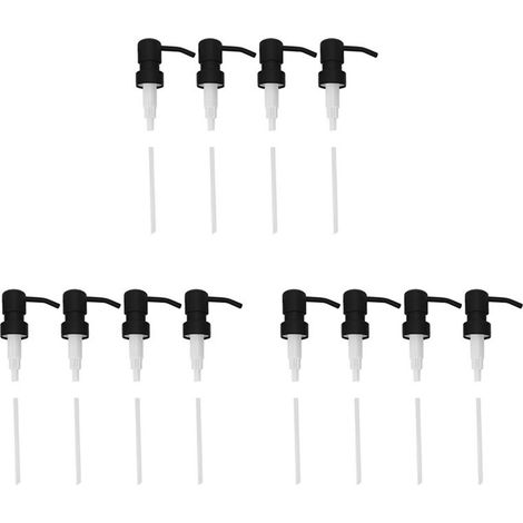 Bombas de repuesto para dispensadores de jabón, paquete de 12 unidades, acero inoxidable con bombas metálicas recubiertas de negro, compatibles con botellas.