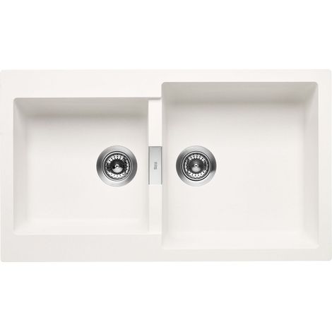 Fregadero reversible de 2 cubetas de QUARZEX® - ROCA Color: Blanco - Medidas: 860x500x200 mm