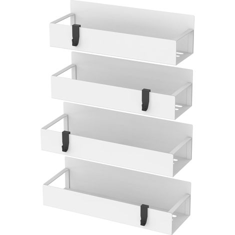 Gewürzregal, 4er-Set magnetische Gewürzregale, geeignet für Kühlschränke, Küchenregale oder zur Aufbewahrung verschiedener Gegenstände, weiß