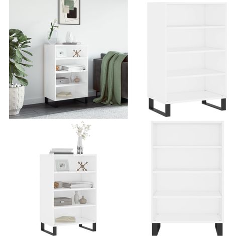 Highboard Weiß 57x35x90 cm Holzwerkstoff - Sideboard - Hochschrank - Wohnzimmermöbel - Weißer Schrank - Regal - Home & Living (1/5)