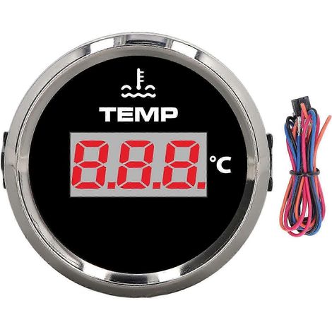 Thermomètre numérique rétroéclairé rouge 52 mm, 0-120 °C, étanche, compatible avec voiture, bateau, camping-car, camion (IP67). WHBYV (1/4)
