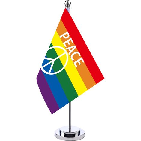 drapeau arc en ciel avec support en métal idéal pour une (1/4)