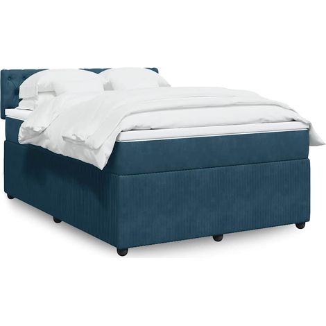 Boxspringbett mit Matratze Blau 160x200 cm Samt (1/5)