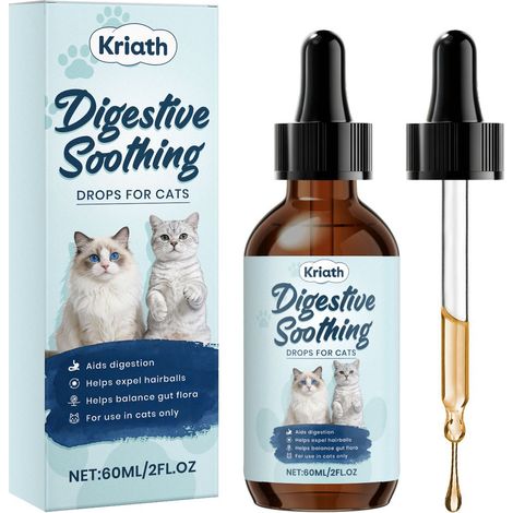 Gouttes de soin pour chat aux ingrédients doux pour un soin quotidien confortable de votre chat -- 60 ml (1/5)