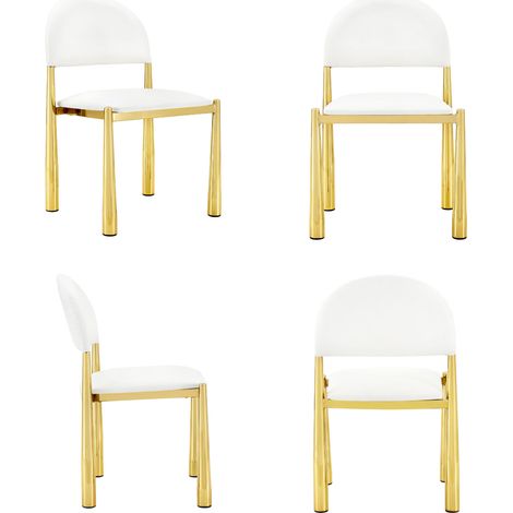 Set mit 2 modernen Esszimmerstühlen in Weiß aus PU mit Metallbeinen, 80 cm (1/5)
