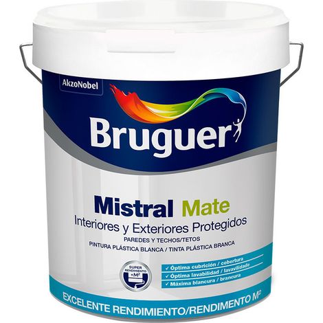 Mistral Blanc Mat Peinture Plastique 0,75l Litres 5586676 Bruguer (1/3)