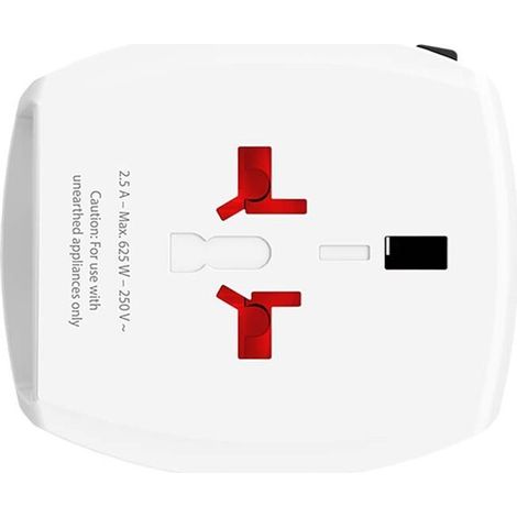 Skross Innovativer 2-poliger Weltreise-Adapter mit integriertem Dual-USB-Ladegerät (1x USB C & 1 x USB)