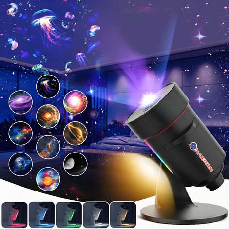 Projecteur galaxie 10 scènes de nébuleuse variateur lumière 8 couleurs minuterie veilleuse déco chambre salon salle de jeux noir (1/5)
