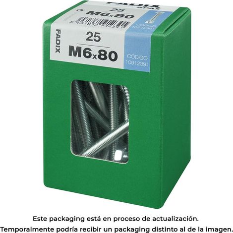 Metrische Schraube, Sechskantkopf + Mutter, Zink, 2M, 6x80mm, Karton 25 Stk.  Fadix 85761