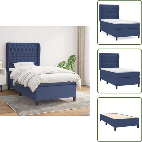 Materasso morbido - vidaXL Giroletto a Molle con Materasso Blu 90x190 cm in Tessuto - Letto con testiera regolabile