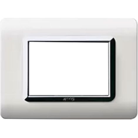 Plaque  Ave Technopolymère Système 44 blanc chromé cadre 3 modules 44PY03BLC