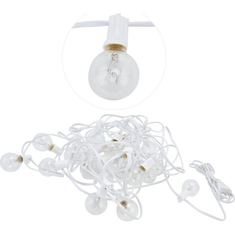 Guirlande lumineuse G40 25 ampoules LED (2 ampoules de rechange) 15 mètres, extensible jusqu'à 5 guirlandes, imperméable extérieur, décoration festive pour jardin, terrasse, clôture, balcon (blanc cha (1/5)