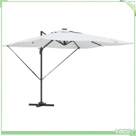 Parasol déporté - FAFEICY - Roma - Rectangulaire 286x284 cm - Aluminium & polyester - Rotation 360° LED solaire (1/5)