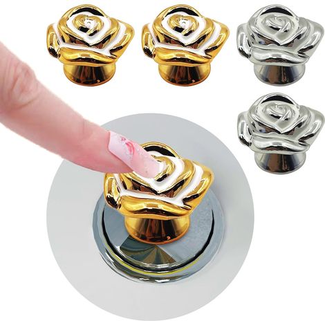 CCYKXA Set mit 4 rosenförmigen Toilettenspülknopfgriffen – Spülhilfe für Frauen – Langer Klebegriff für Schubladengriffe (mehrfarbig) (1/4)