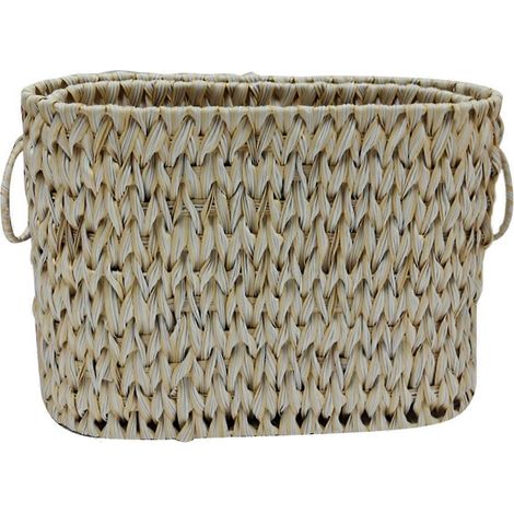 Panier de rangement tressé, panier en osier imperméable avec poignées, B-- (1/5)