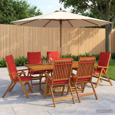 vidaXL Conjunto de comedor de jardín de 7 piezas Natural (1/5)