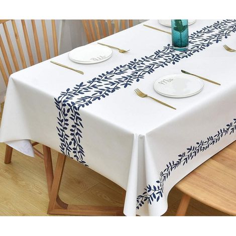 Nappe lavable 180x137cm PVC imperméable rectangulaire pour table de salle à manger jardin extérieur
