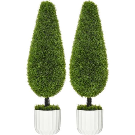 Kunstpflanze Zypresse 2Er-Set, 90 Cm Künstliche Pflanze, Kunstbaum Im Topf, Zimmerpflanze Mit Kunstmoos Für Indoor, Outdoor, Grün
