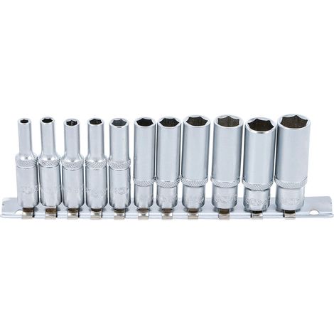 Bgs Technic – Coffret de 11 douilles 6 pans profondes 1/4 – Acier chrome-vanadium – Longueur 50 mm – Dimensions 4 à 13 mm