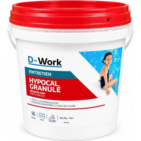 Hypocal Granulé pour Piscine 5 kg - Traitement Chlore et pH - Eau Claire et Saine - D-Work (1/3)