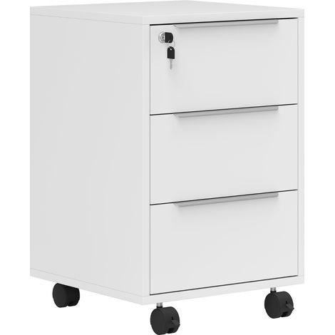 Three-Drawer Locking Filing Cabinet - White (1/4)