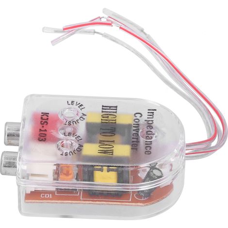 Adaptador de audio de impedancia automática, convertidor de alta a baja impedancia a RCA, material plástico + metal chapado en oro. (1/5)