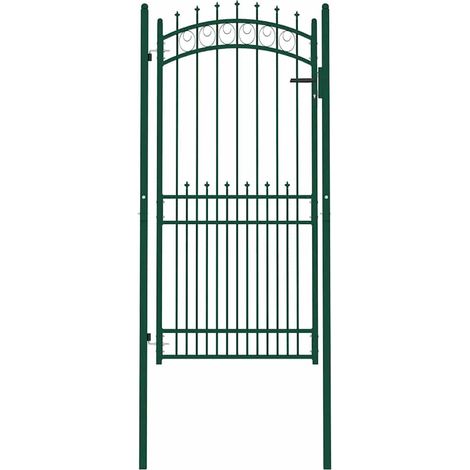 vidaXL Puerta de valla EMMEN con pinchos de acero, 104x147 cm, verde (1/2)